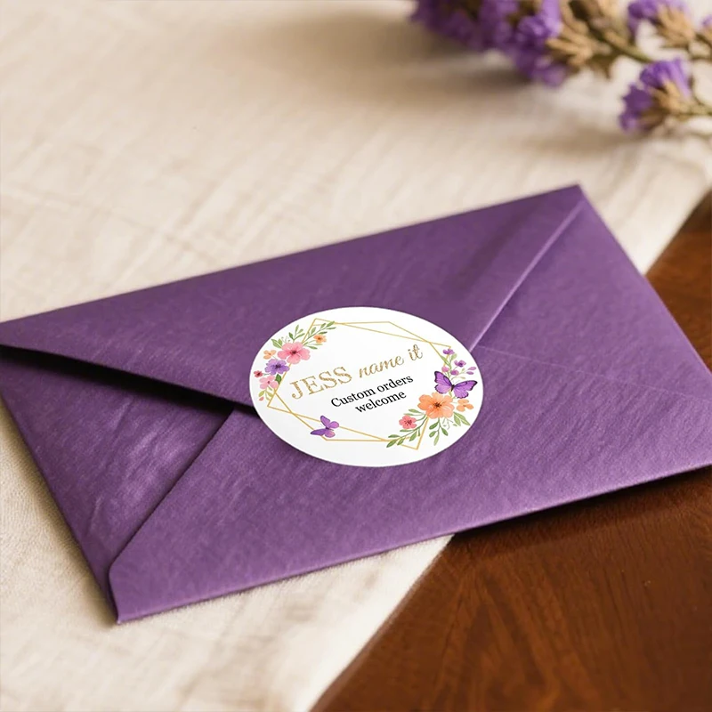 500-100Pcs Custom Stickers Customized Logo Labels Wedding Birthday Baptism Packaging Print Your Own Tags Personalized Stickers view 5