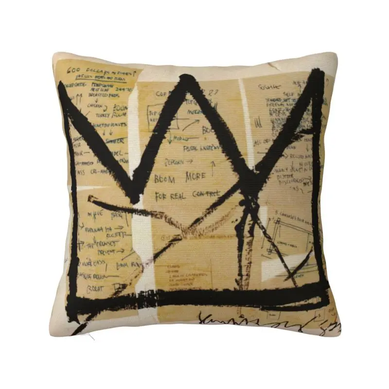 Custom Crown By Jean Michel Basquiats Nordic Throw Pillow Covers Decoration Graffiti Art Car Cushion