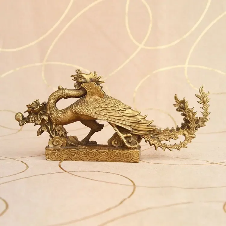 

Pure Copper Phoenix Ornament Mascot Home Living Room Bedroom Decoration Craft Wedding Gift