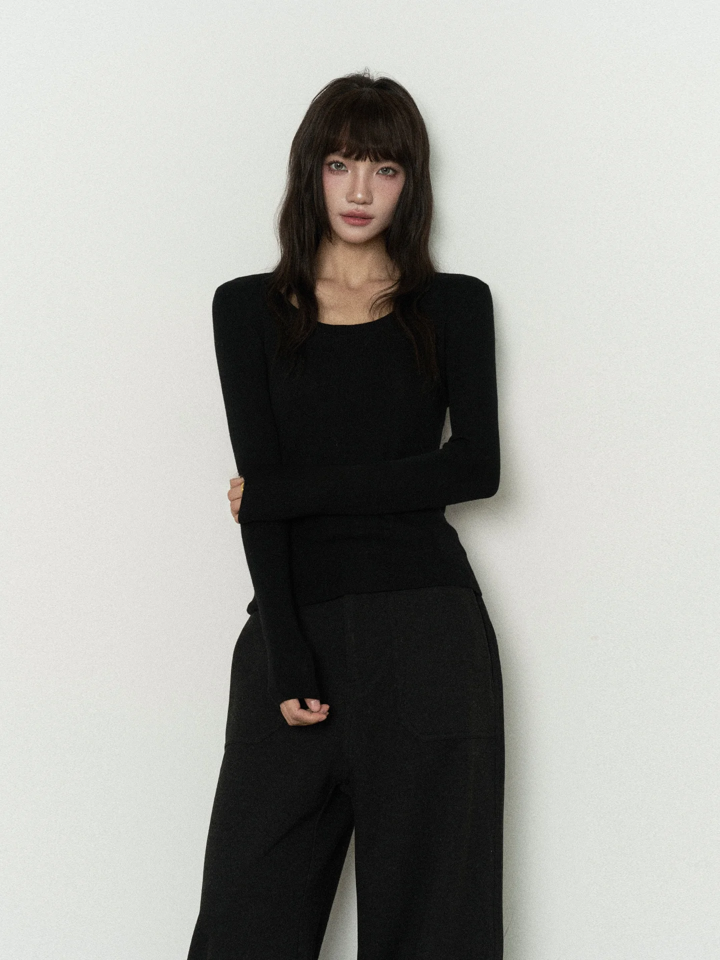 

Flower7 High Quali Wool Blend Women's Knitwear U-Ne Base Layer Sweater Slim Fit Color Korean Sle Autumn Winter