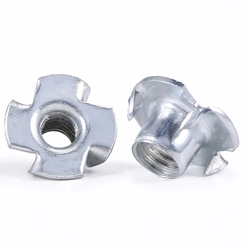 M3 M4 M5 M6 M8 M10 Galvanized Four Prong Nuts Wood Insert Claw Nut Furniture Speaker Hardware 30 Pieces