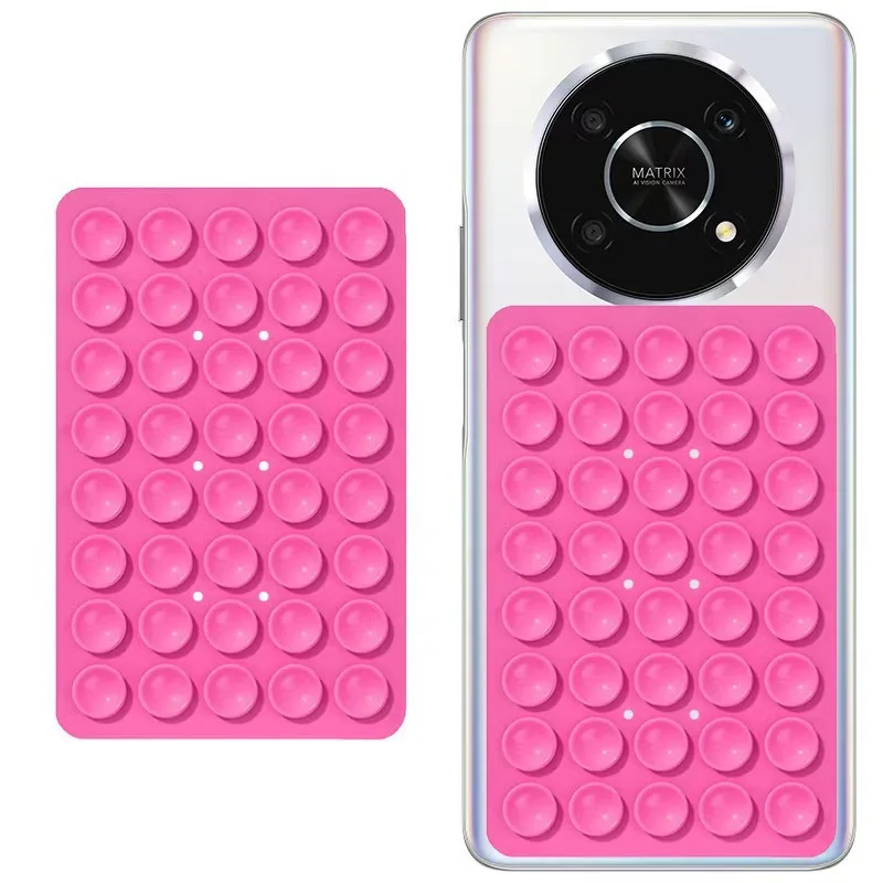 

24 Silicone Suction Cups, Black Minimalist Sticker, Anti Slip Phone Case, Portable And Movable Phone Holder, Square Portable
