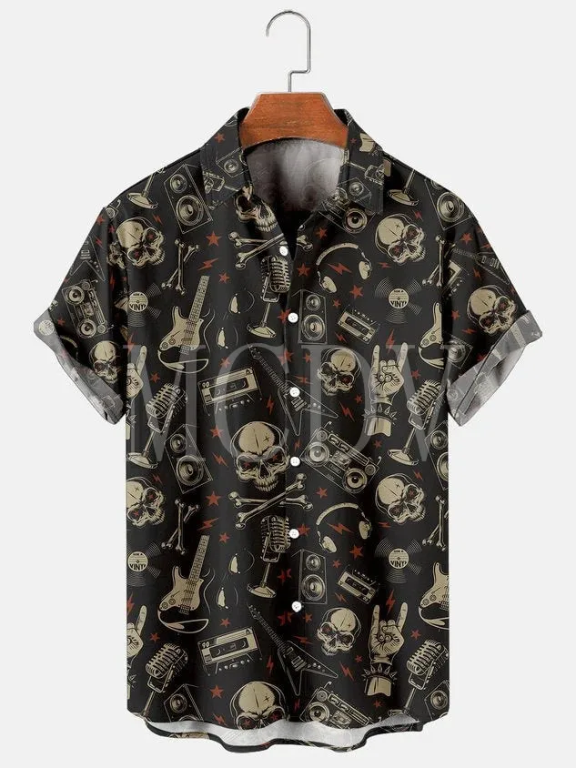 Vacation Leisure Plant Elements Coconut Tree Pattern Hawaiian Style Printed Shirt Top Women's For Men Short Sleeve Shirts