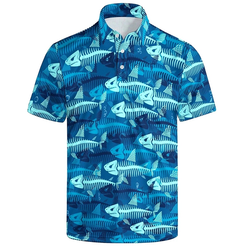 3d Printed Cat Dinosaur Polo Shirt Men Summer Animal Chicken Pattern Short Sleeves Loose T Shirts Tops Casual Button Lapel Tees