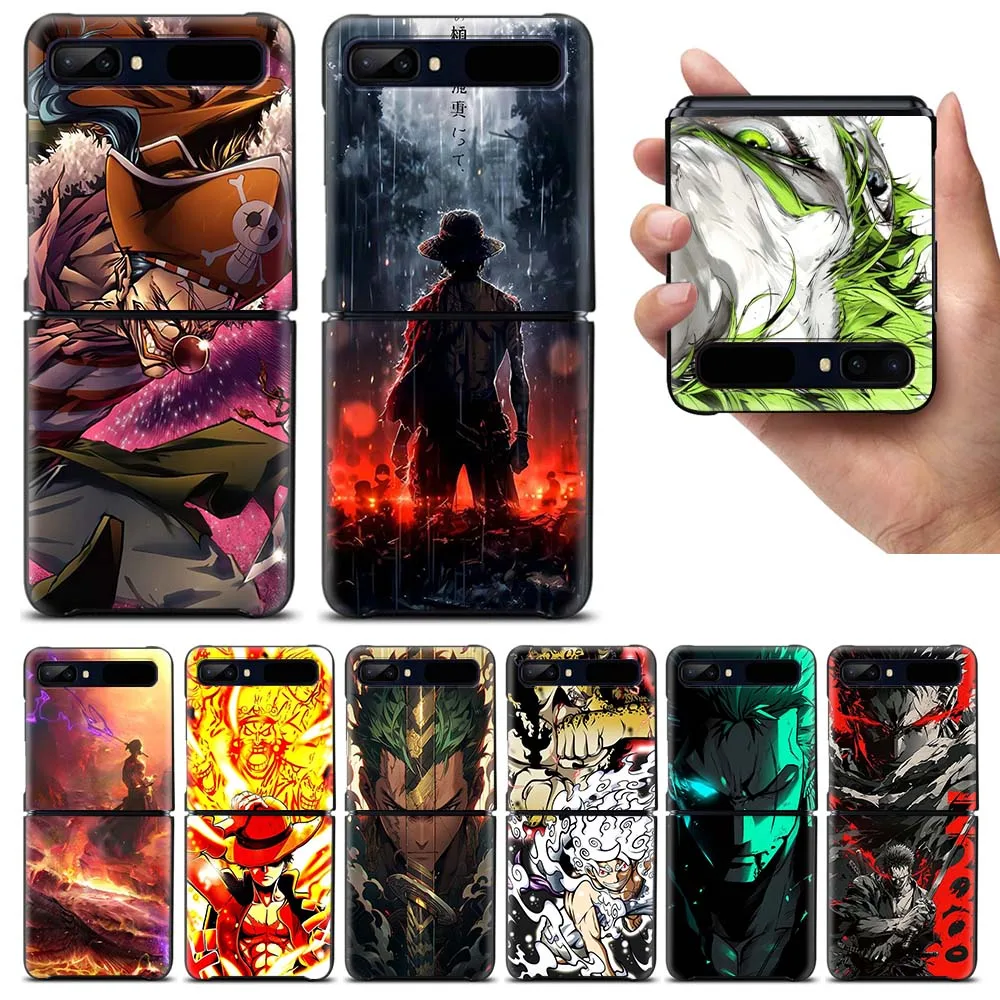 

Japanese One Piece Cartoon Cover Phone Case For Samsung Galaxy Z Flip 3 4 5 6 7 5G Shockproof Mobile Black Hard Shell