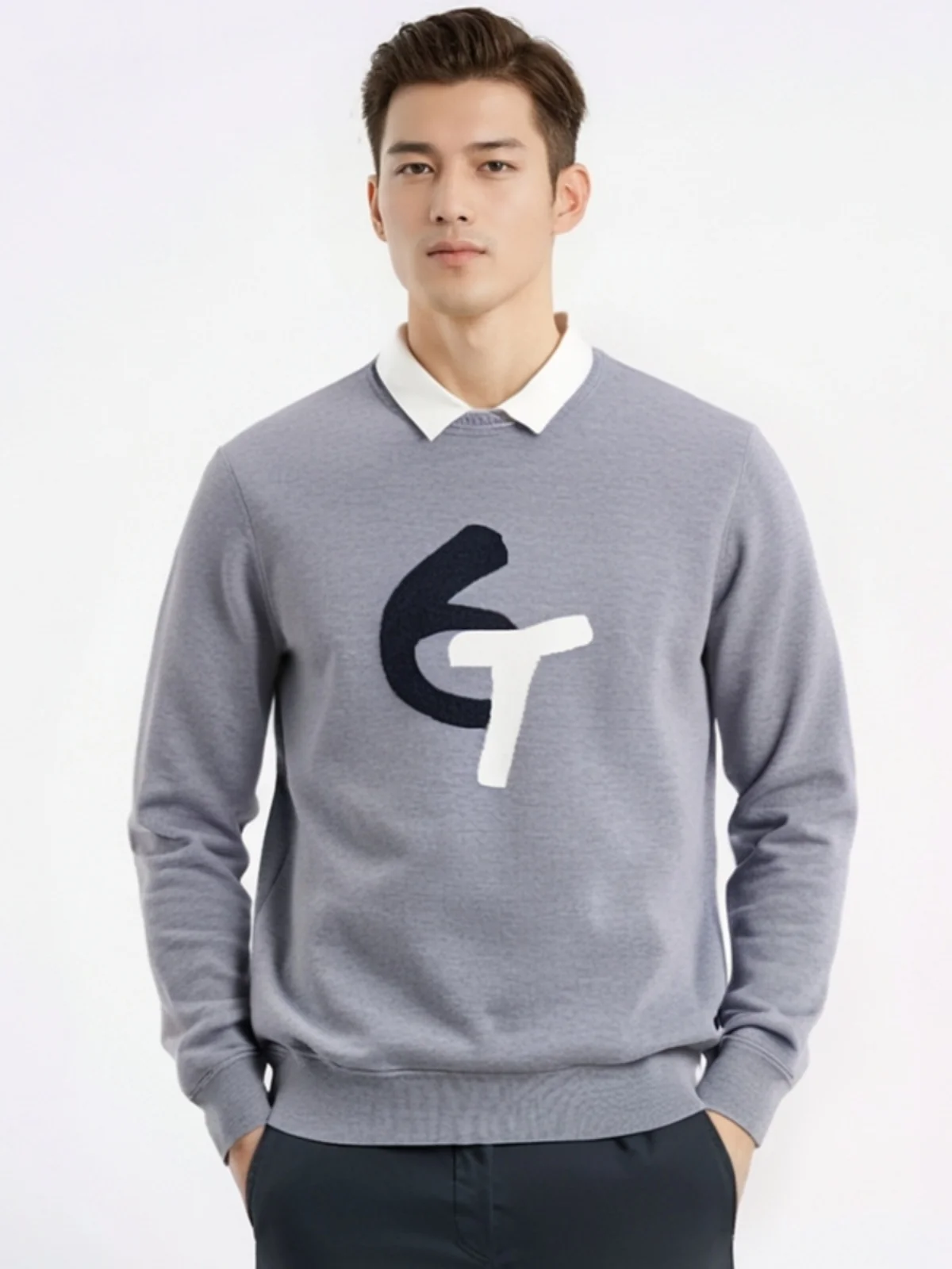 

Men's Knit irt Collar Single Wear Spring Autumn Faion Urban Sle Long Sve Straight Cut Daily Wear BAIM Brand