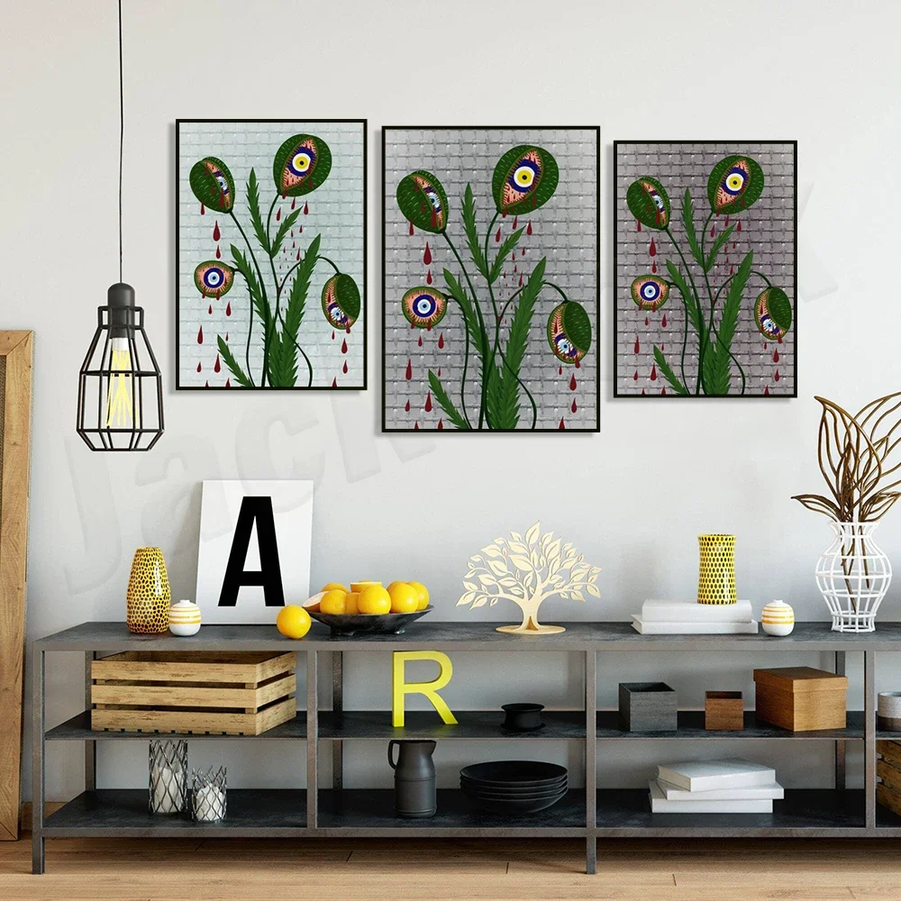 evil eye, flytrap plant print, evil eye poster, traditional blue evil eye, printable wall art, nazar poster