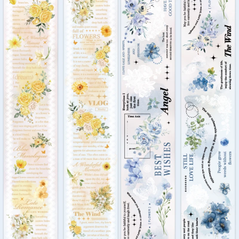 Mr. Paper, 6 Styles, 200cm/roll, Matte PET Lace Floral Tape, Scrapbook Diary Collage Decorative Sticker Tape