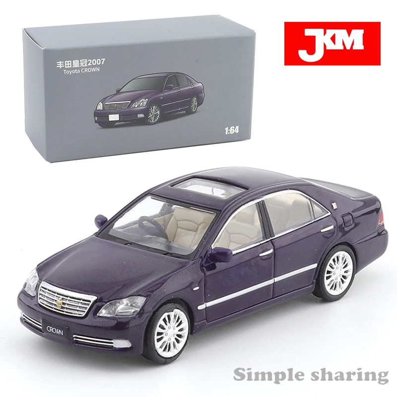 JKM 1:64 Alloy Die Cast Car Model Hand Pushed Front and Rear Sliding Toyota Crown 12th Generation Sedan Toys for Boys