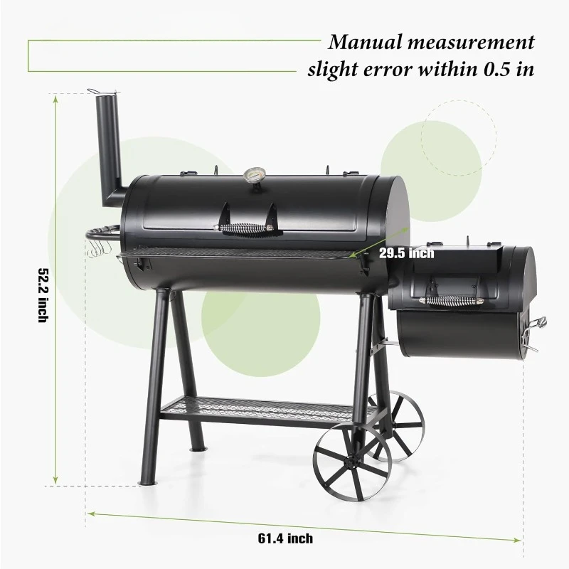 Heavy Duty Outdoor Smoker,Extra Large Cooking Area(941 sq.in. in Total) Offset Smoker, Best Charcoal Smoker and Grill Combo