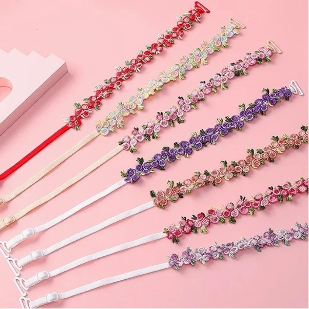 Soft Removable Floral Bra Straps Elastic Adjustable Lingerie Strap Belt Anti-slip Polyester Shoulder Straps Wedding Party Dress