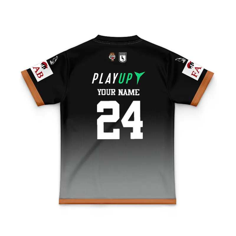 2024 Wests Tigers Kids Kit Hoodie Hat Home / Away Rugby Jersey الحجم: 16-26 (طباعة رقم الاسم المخصص)