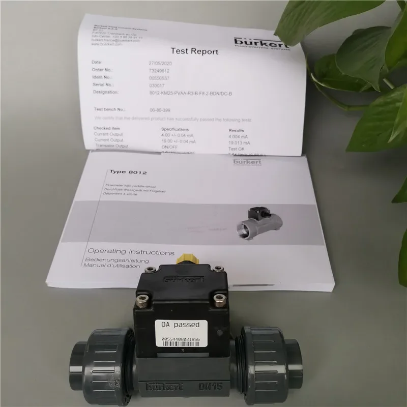 

2025.4 Burkert Turbine Flowmeter 8012 4-20ma PVC EPDM DN15 00556557 Baode