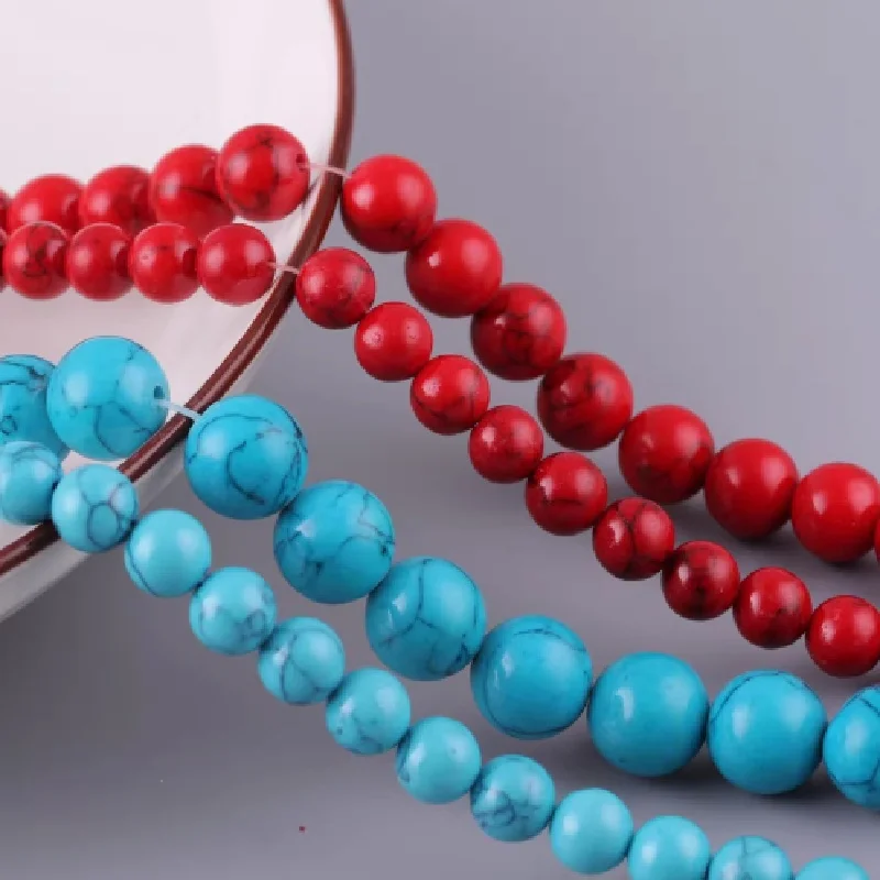 

1PC 4/6/8/10/12mm Natural Blue Turquoise Round Loose Beads Bracelet Necklace Accessories Diy Jewelry Making String