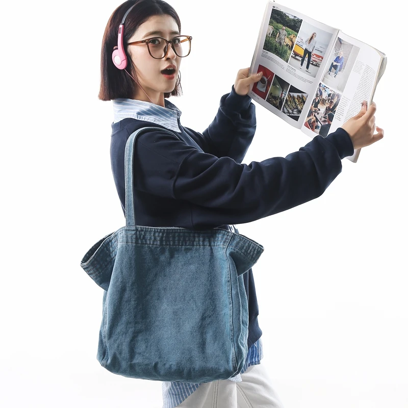 

High Quality Denim Women's Bag New Jeans Shoulder Bag Student Messenger Bag Y2K Cowboy Eco Bag Korean Shopper Canvas Handbag Big