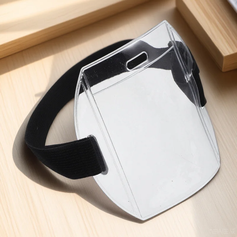 

2Pcs Elastic Arm Badge Holders Clear Adjustable Protective Sleeve Id Cards Holder Security Badge Cover Office Factory