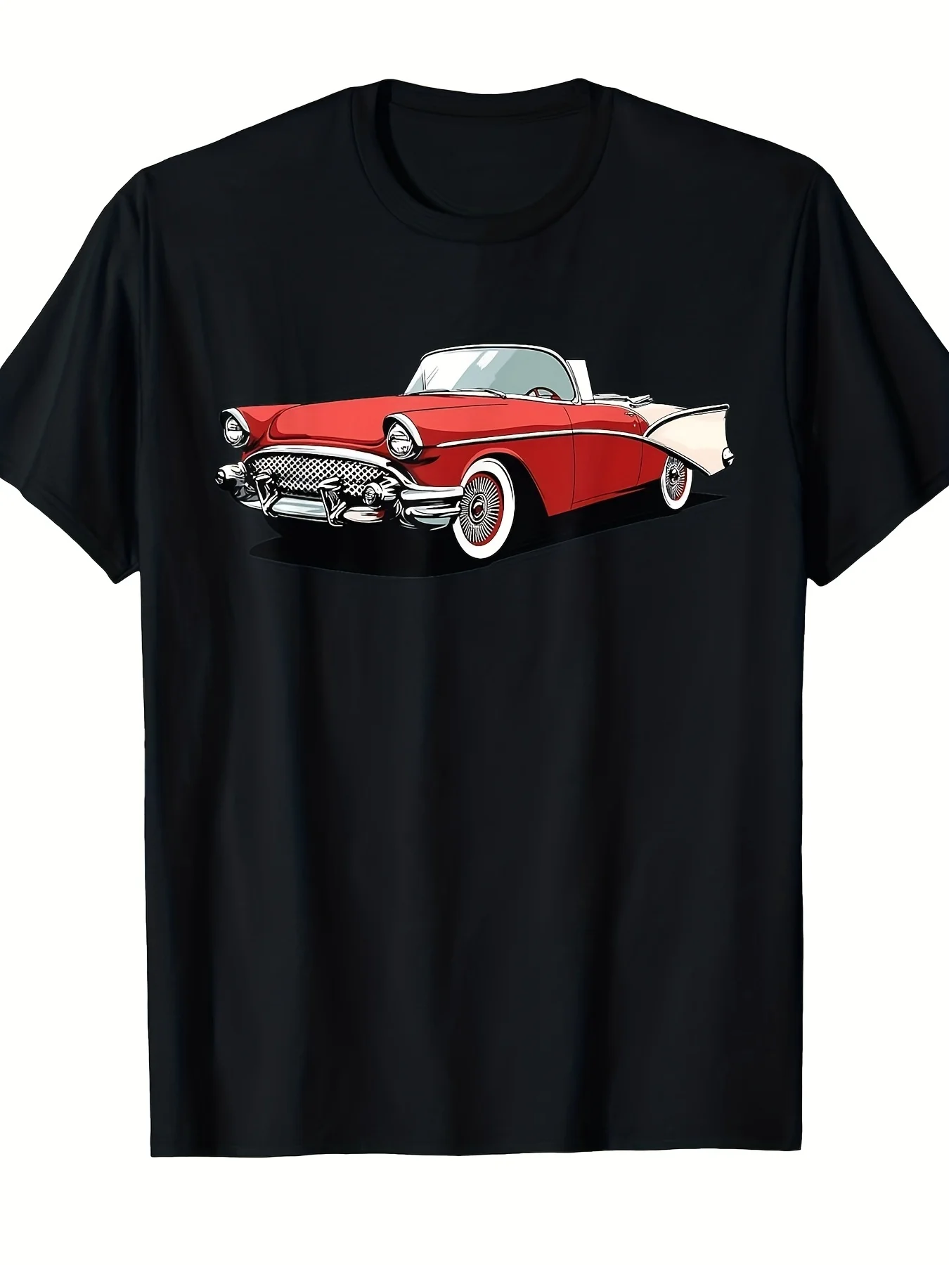 Men'S Vintage Classic Car Graphic T-Shirt | Retro 1950s Automotive Design With Red And Chrome Pickup Truck Print, Soft Breathabl