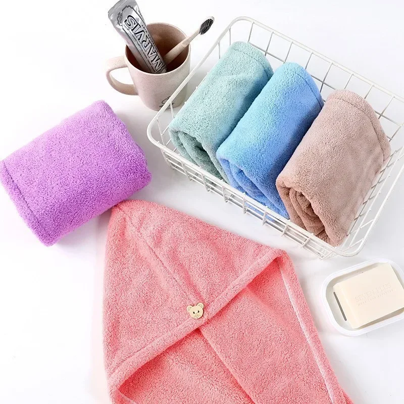 Hair towel bag for quick drying hair towel super absorbent ultrafine fiber coral velvet hair drying towel