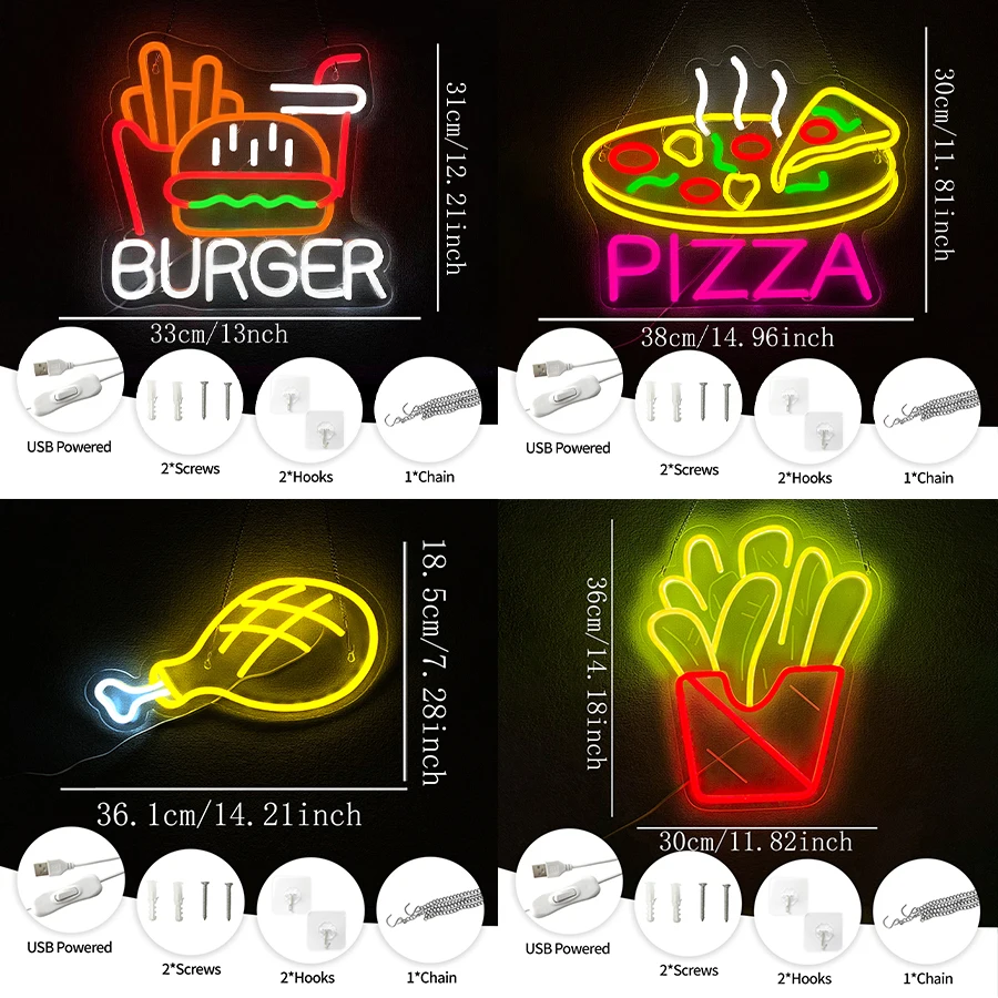 Pizza Neon Sign For Wall Decor,Led Neon Light For Restaurant,Kitchen,Store,Party,Fast Food Shop Decor,Man Cave,Gift For Friends