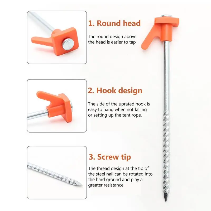 Ground Anchors Screw In T Shape Steel Tent Ground Anchors Screw In Heavy Duty Rustproof Outdoor Camping Supplies Portable Ground