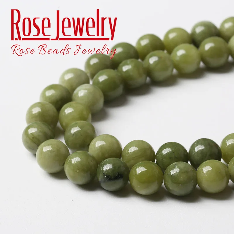 Natural Chinese Jades Beads Natural Green Chalcedony Stone Round Beads For Jewelry Making DIY Bracelets Necklace 6 8 10 12mm 15" - Image 4