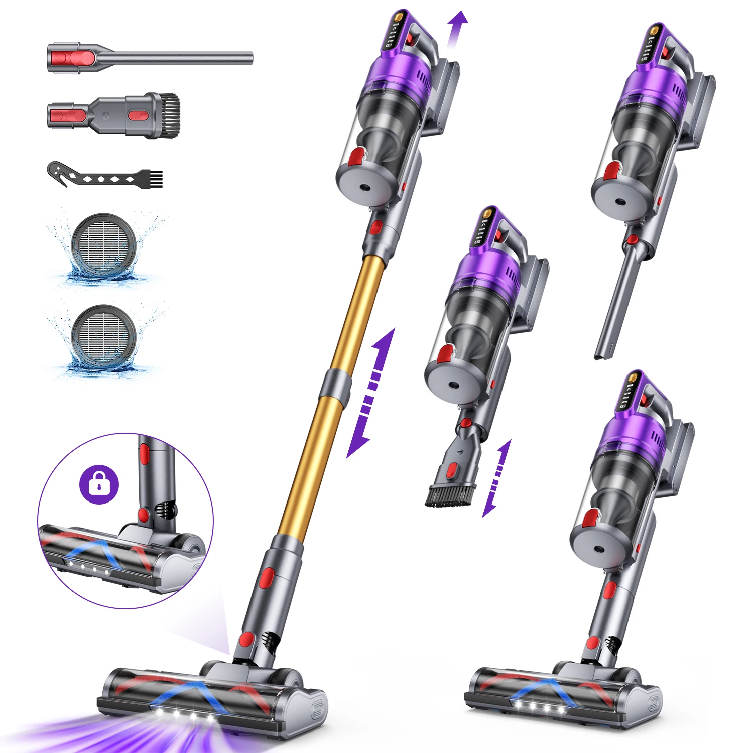 Aspirateur sans fil Tdyon Nova 680W 70000PA, autonomie de 75 minutes, batterie amovible, autoportant, recharge mural