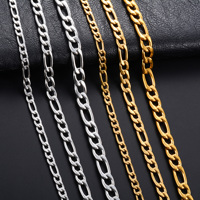 Basic Stainless Steel Link Figaro Chain Long Necklace for Men Women Gold/Silver Color Choker Metal Jewelry Accessories DIY Gift