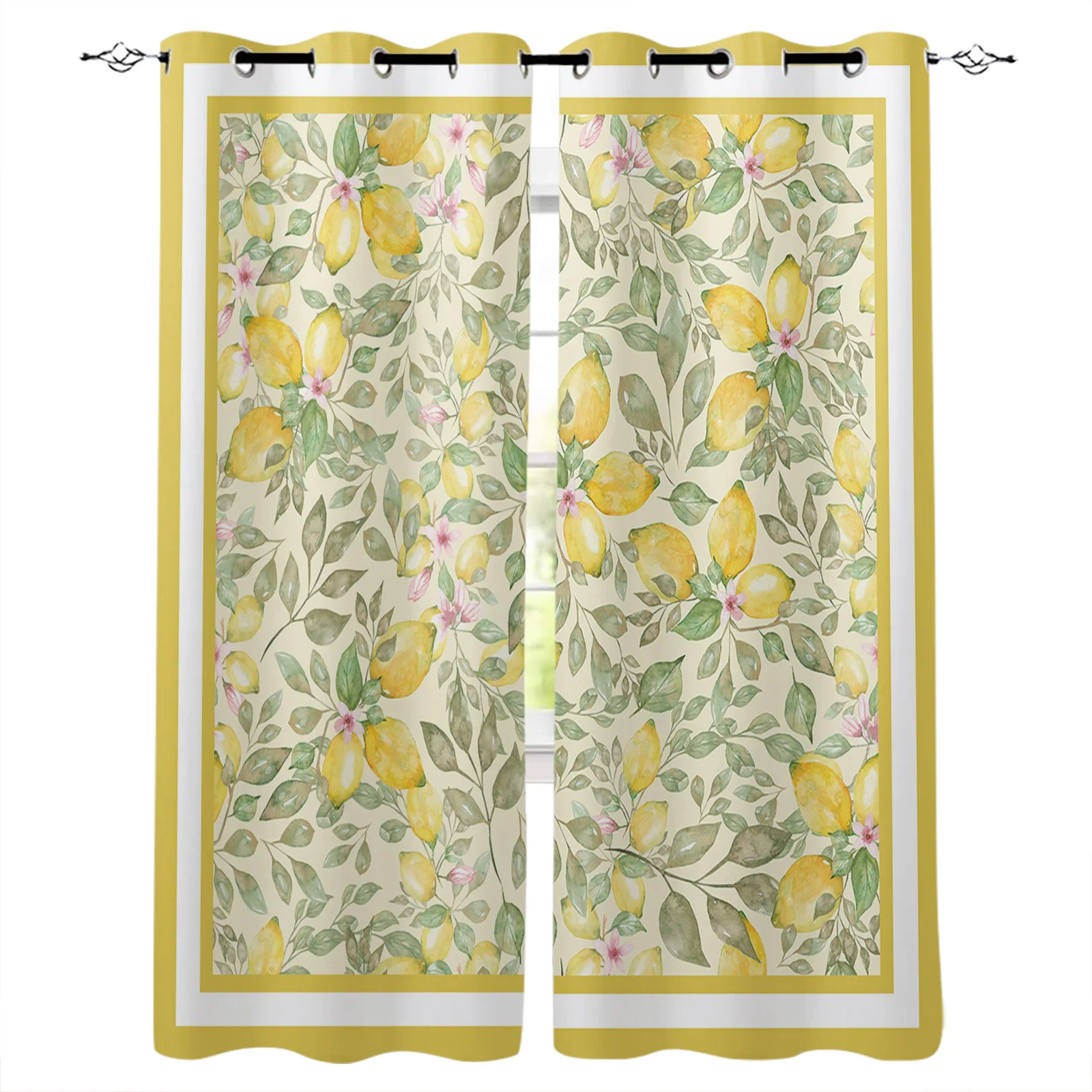 

Watercolor Lemon Summer Print Curtains For Kitchen Bedroom Window Treatment Curtains for Living Room Home Decor Drapes