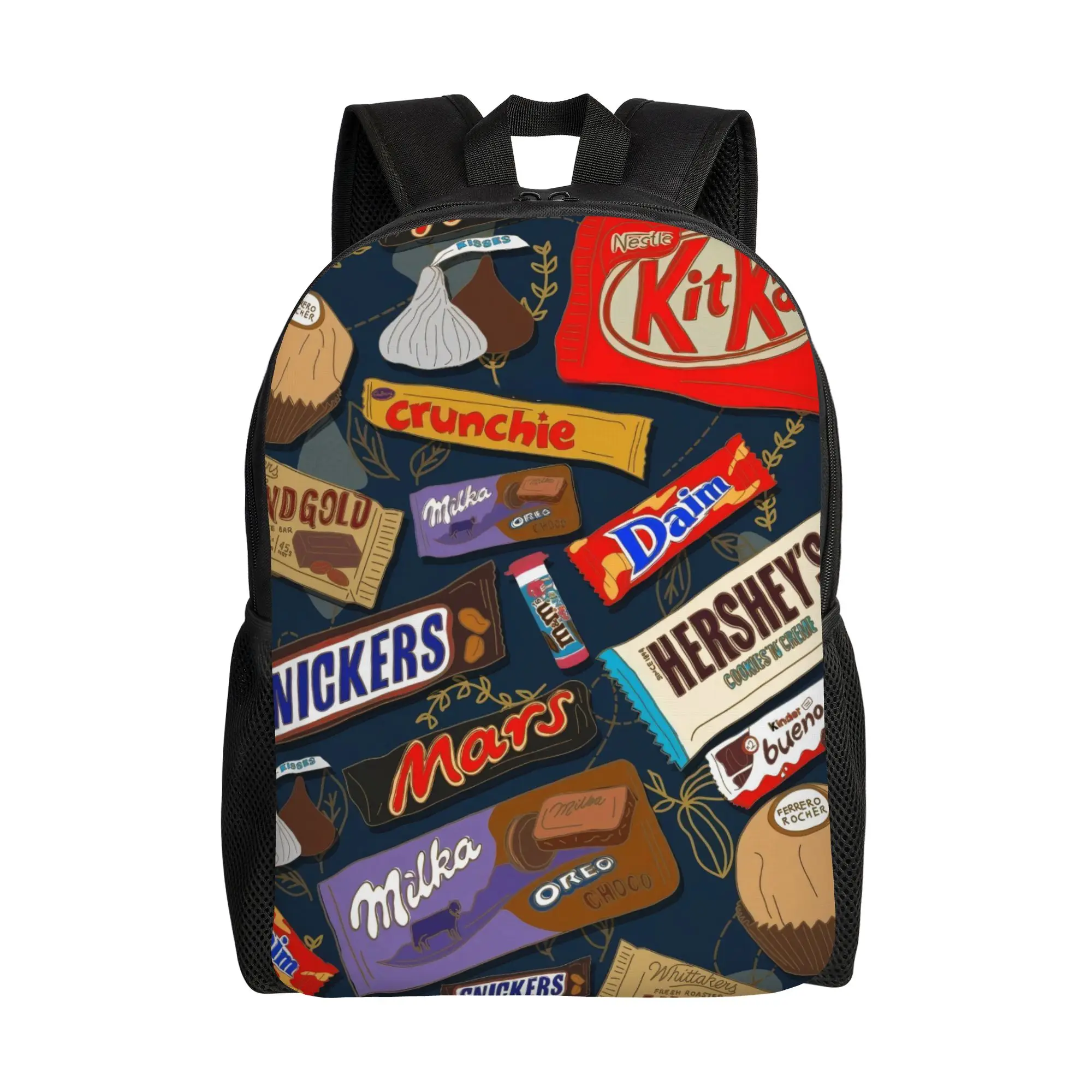 Harajuku Design Various Chocolate Candies Kinder Joy Hershey s KitKat Mars Bookbag Kinder High School Students Handbag Backpack