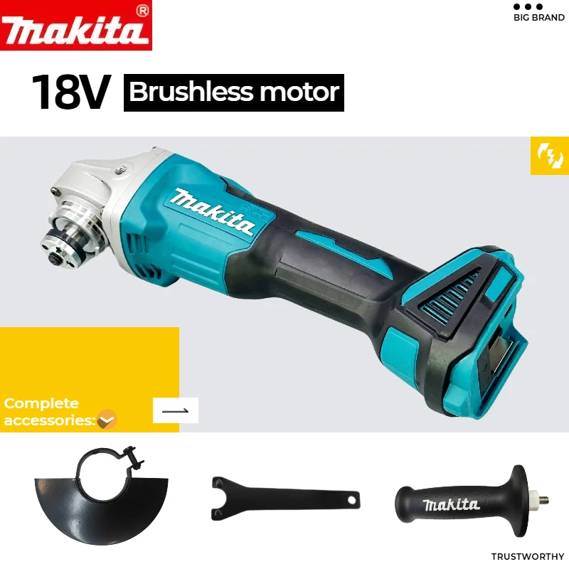 Makita DGA504 18V 6.0Ah 125mm Brushless Lithium Battery Angl