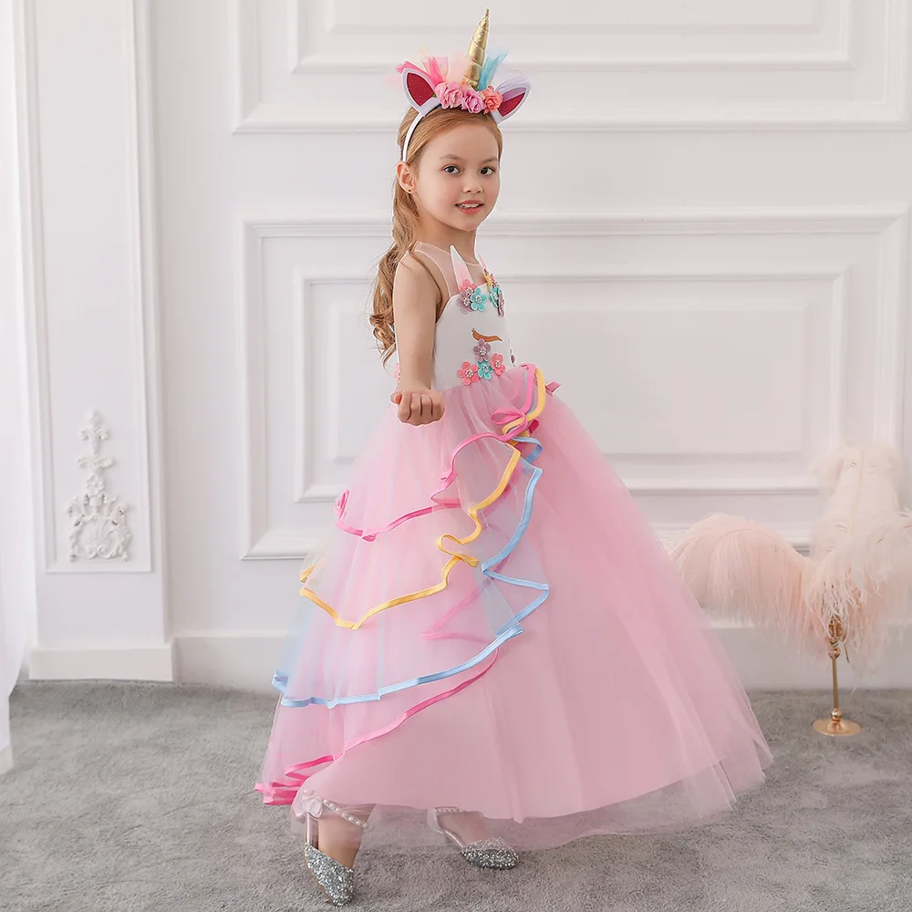 

Summer Kids Dresses For Girls Sleeveless Teenager Princess Dresses Vestidos Birthday Party Big Girl's Costume Children Outfits