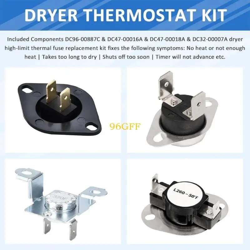 96GF Practical Replacement Part Dryer Thermostat Suitable for Dryers Provide Accurate Temperature Regulation Prevents Damage