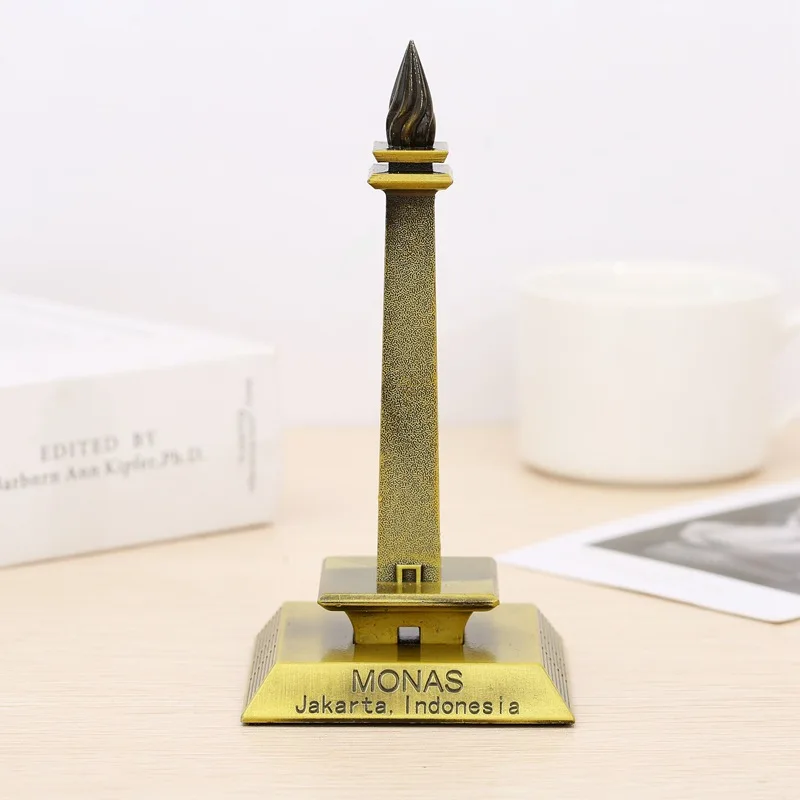 New Landmark Architectural Souvenir Alloy Retro Indonesia Tower Model for Home Office Decor Crafts Table Figurines Miniatures
