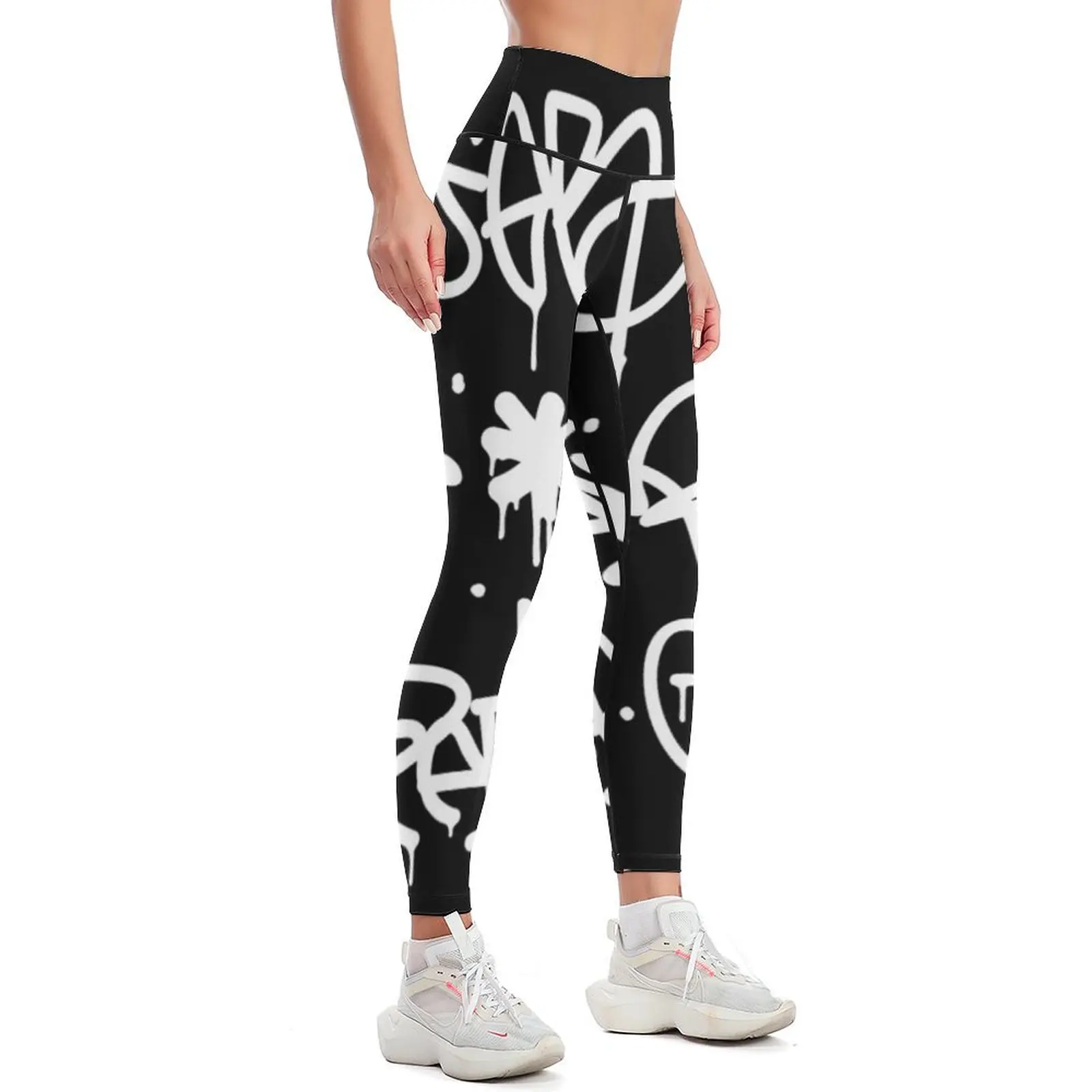 Black and White Graffiti Leggings workout shorts sport legging Sports pants for Womens Leggings