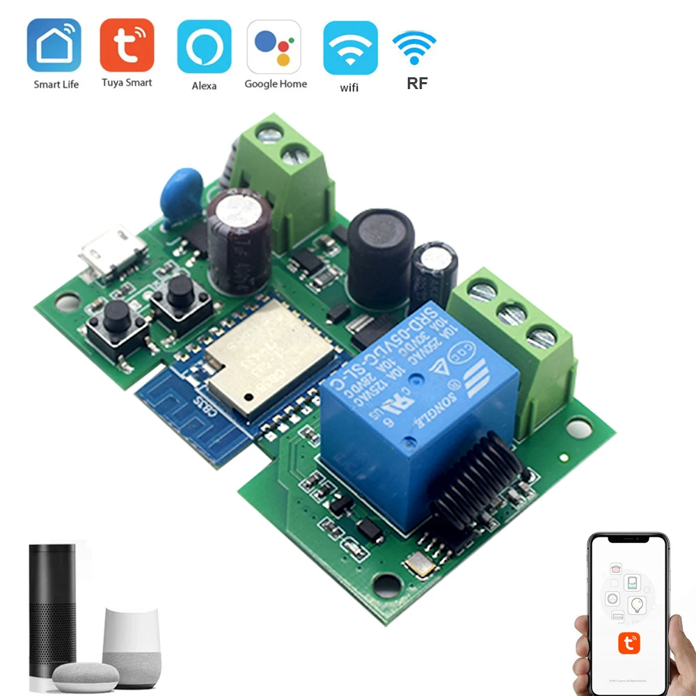WiFi RF Switch Smart Garage Door Gate Opener Controller Work With Alexa Echo Google Home SmartLife/Tuya APP Controller 433mhz