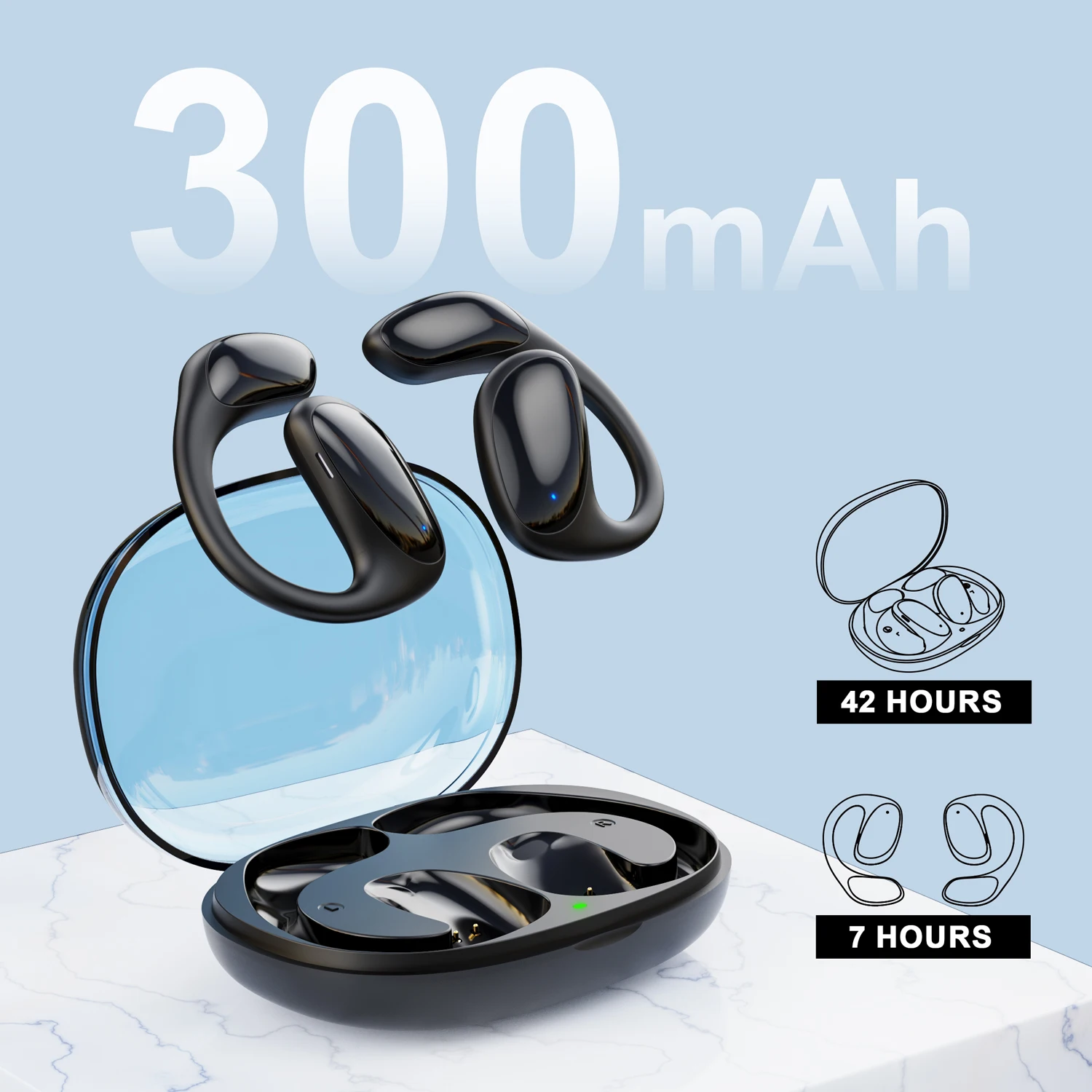 New Bee DYY15 Air Conduction Bluetooth 5.3 Earphones Earbuds OWS Open Ear Clip Headphones Hi-Res Sound Pure Wireless for Samsung