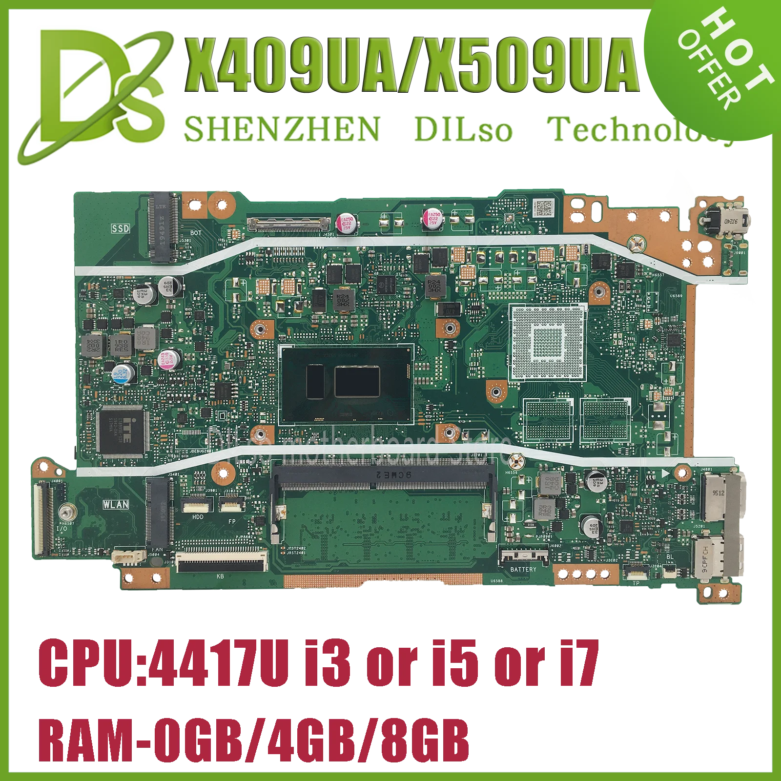 

Mainboard For ASUS X409UB X409UA X509UA X509UB A409U A509U F409U F509U X409UJ X509UJ Laptop Motherboard i3 i5 i7 0GB/4GB/8GB