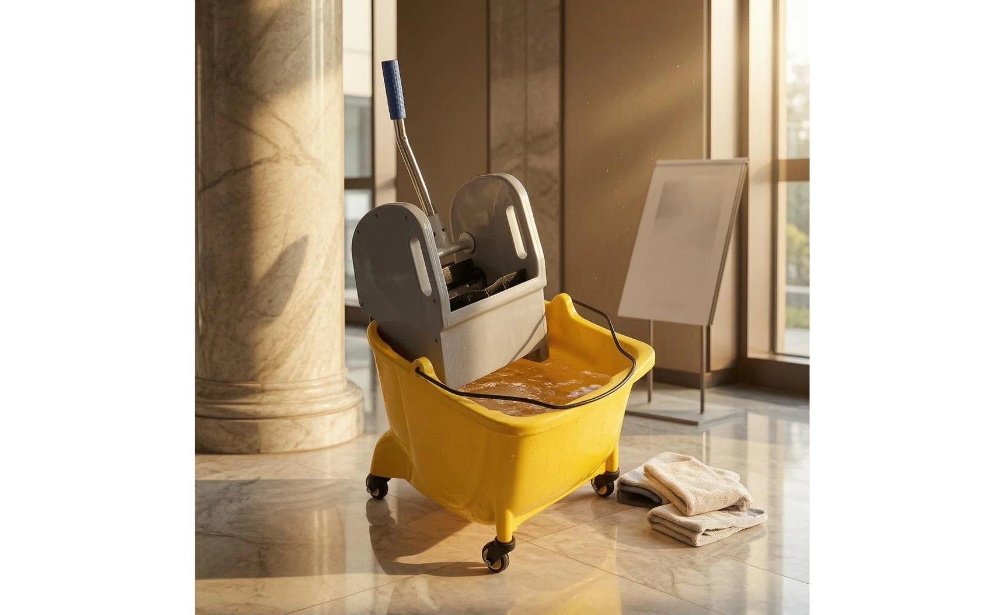 Wringer Trolley Wheeled Pail Cart Cleaning Tool Easy to Move for Rinsing