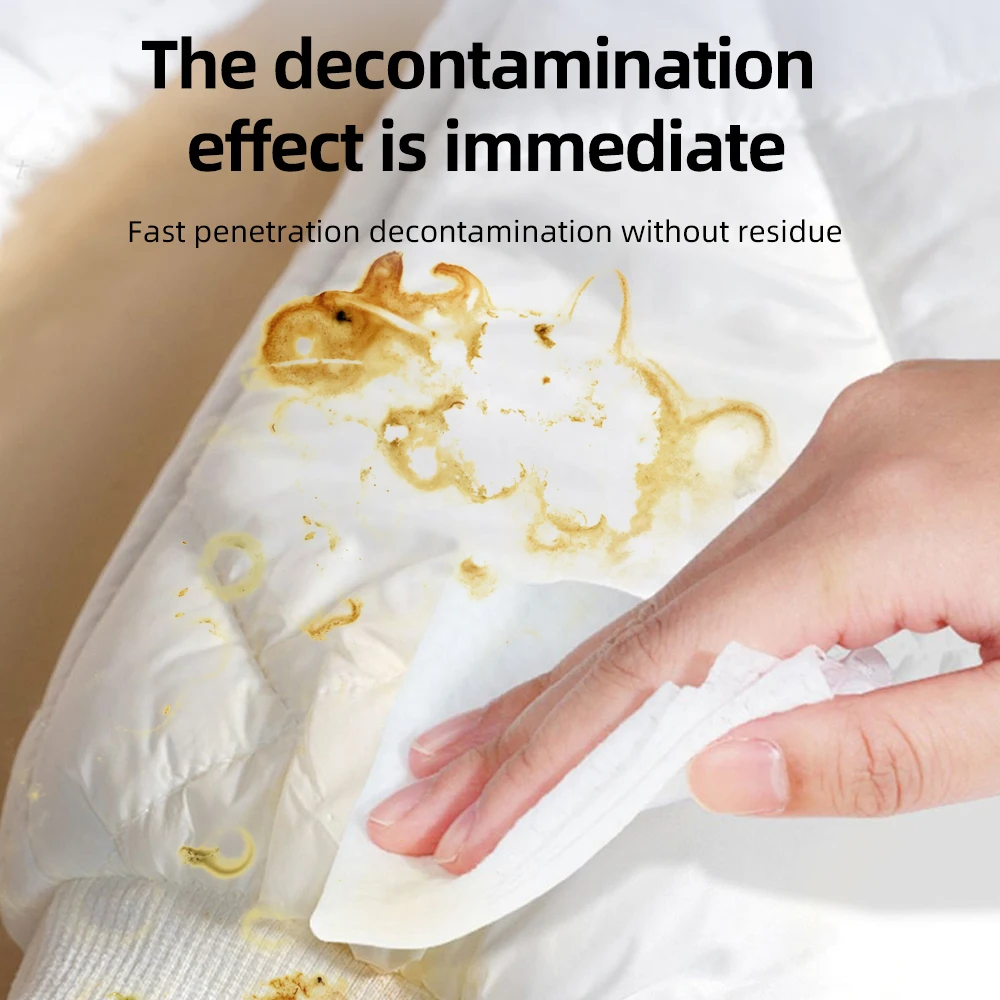 مناديل مزيل بقع الملابس 100 قطعة، منظف قماش فوري للملابس والأحذية #4