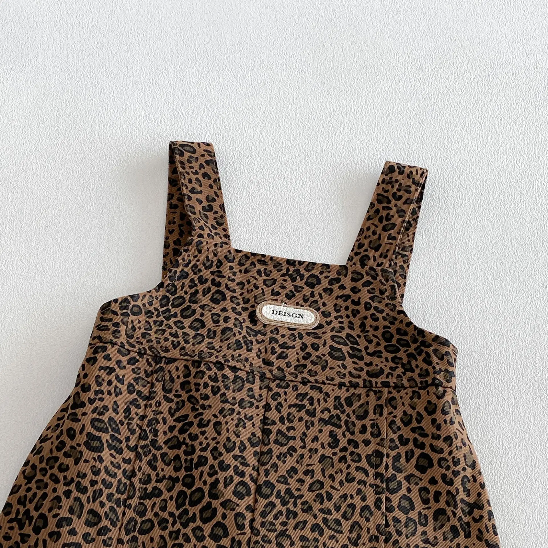 2026 New Baby Leopard Print Overalls 2Pcs Set | Toddler Unisex Long Sleeve Top Suspender Pants Outfit | Chic Spring Fall Clothes