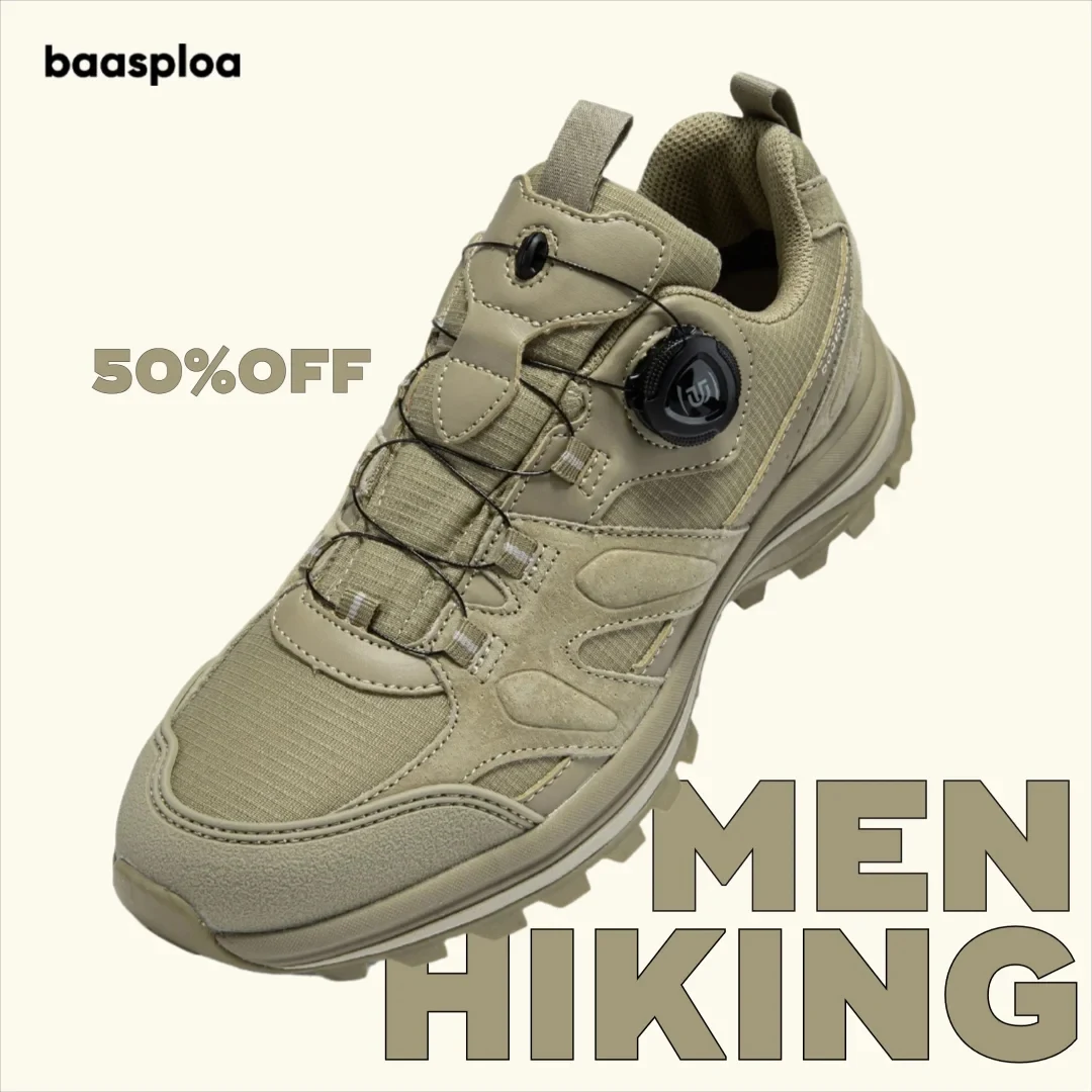 Baasploa Men Hiking Shoes Leather Brand Fashion Lightweight Outdoor Shoes Male Casual Anti-Skid Wear-Resistant Climbing Shoes