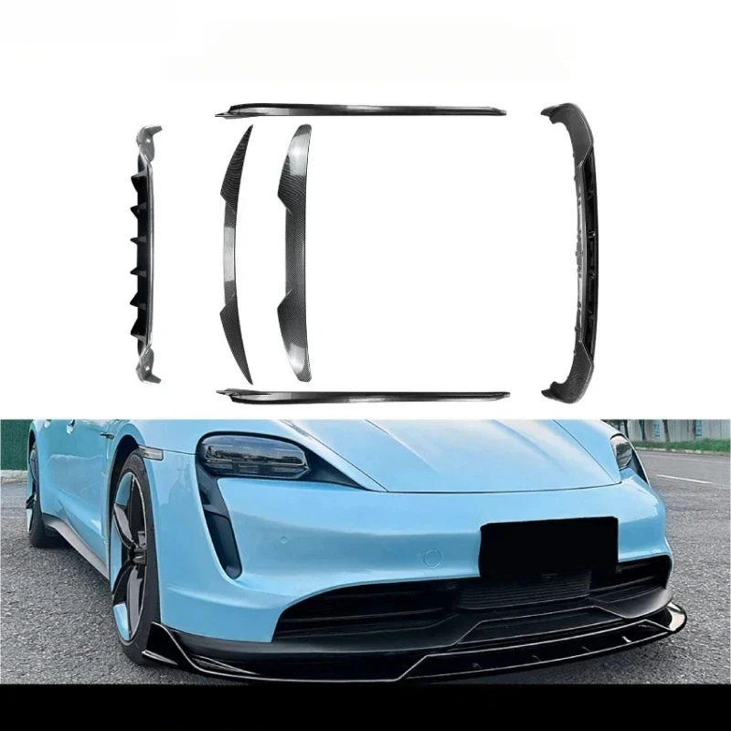For Taycan + Carbon Fiber Style Exterior Upgr High Quality Front Lip Side Skirt Rear Diffuser Spoiler Wing Body Kit