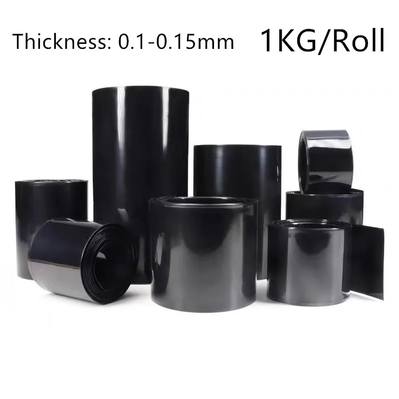 1KG rurka termokurczliwa PVC kabura na baterie folia termokurczliwa czarna izolacja rurka termokurczliwa 18650 obudowa baterii
