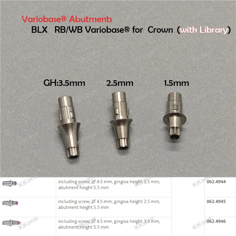 2Sets Dental Variobase Abutments With Implant Database For Straumann BLX RB/WB Dental Implant Parts
