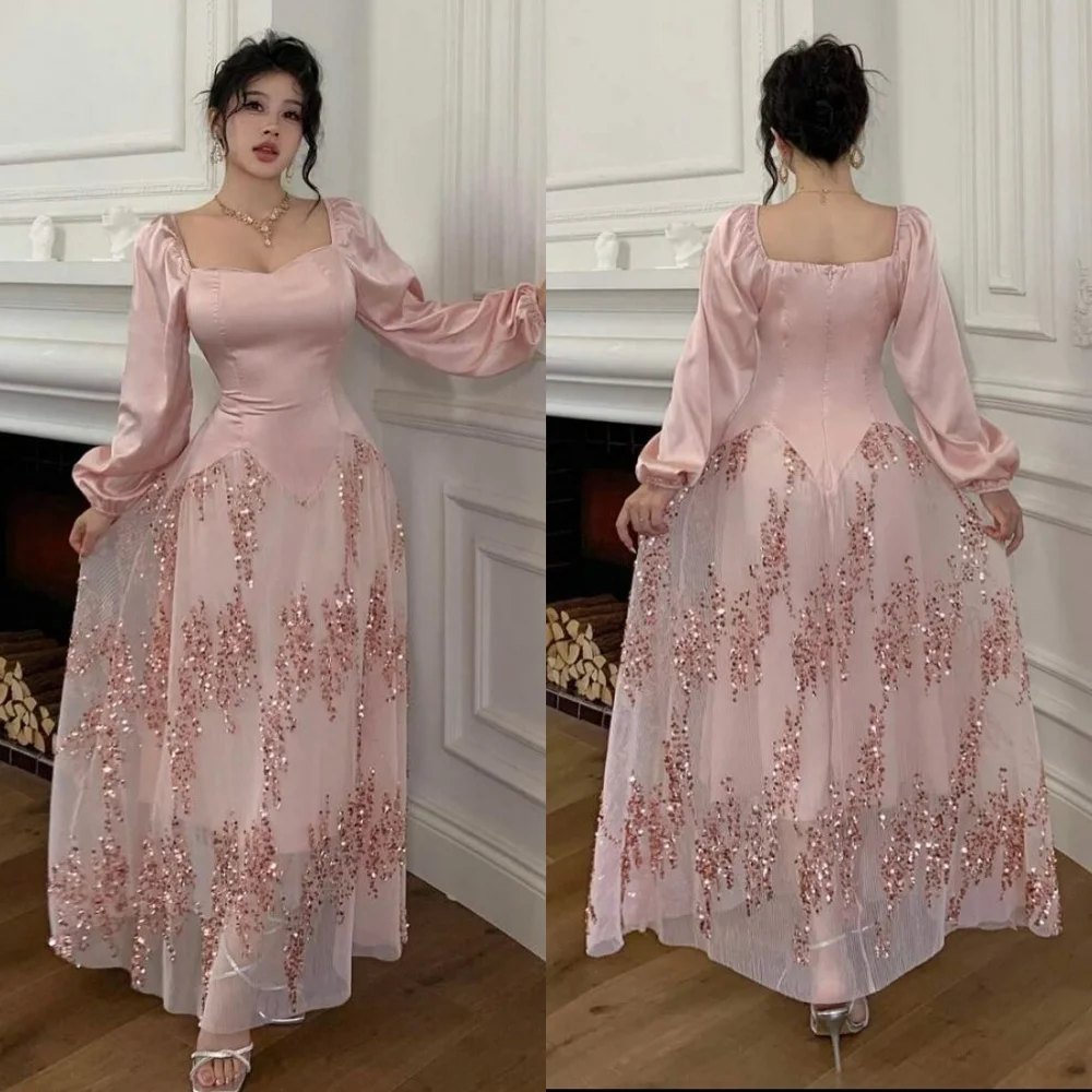 

Customized Exquisite Casual Beading Sequined A-line Square Neck Midi Dresses Bespoke Occasion Dresses Sizes Available Classic