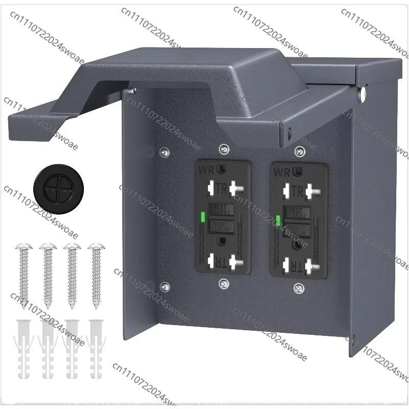 For Dual 20 Amp Circuit Breaker Box Outdoor Power Outlet Wall Mounted Power Outlet Weatherproof Power Cord Box