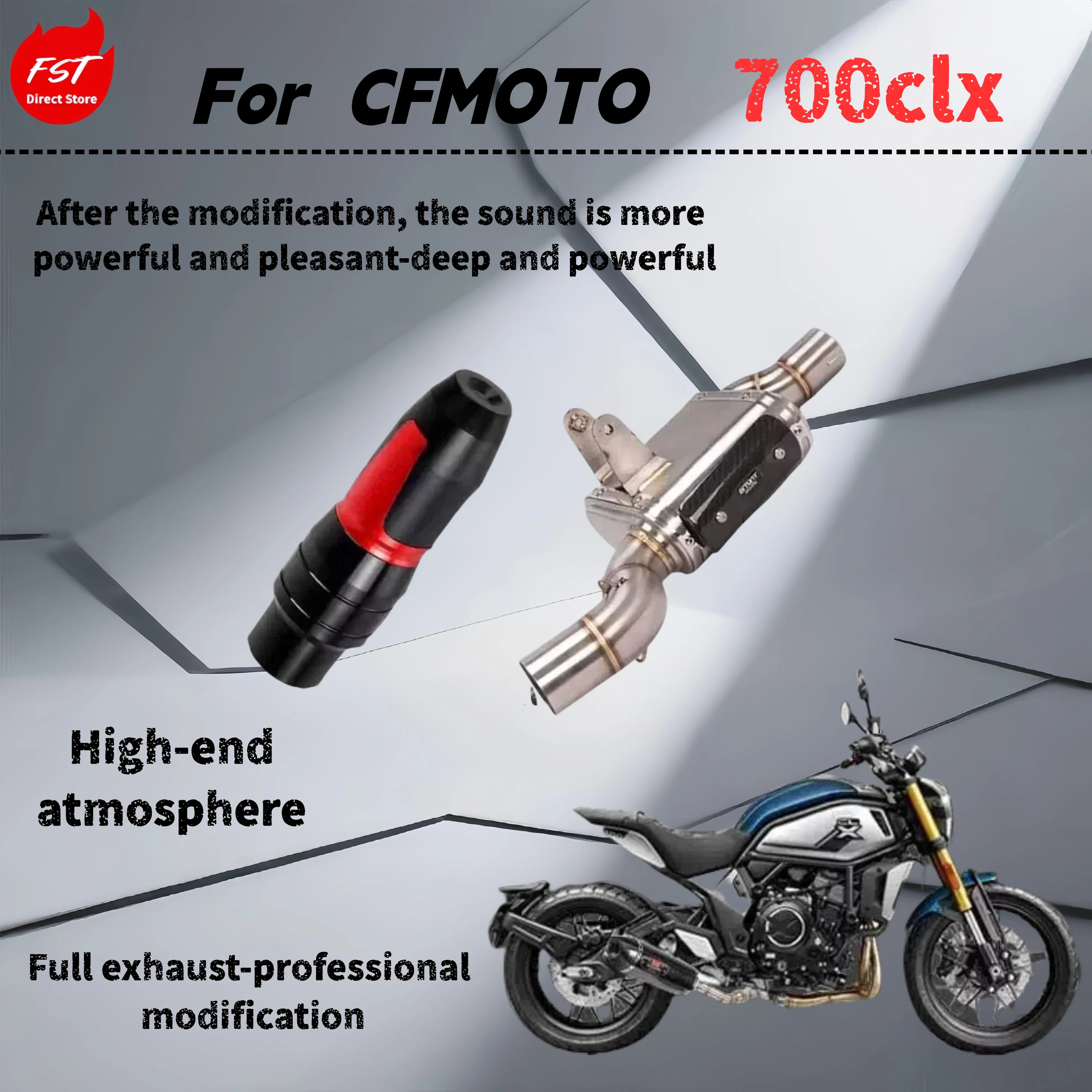 

For CFMOTO 700clx- Modified mid-section exhaust pipe - The sound is deep, rich and powerful