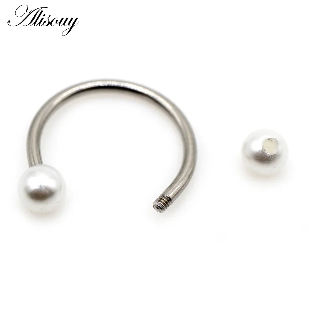 1 قطعة الفولاذ المقاوم للصدأ 16 جرام اللؤلؤ ثقب الأنف التعميم C كليب الشفاه الزنمة الحاجز الدائري اللولب الغضروف القرط 8/10/12 مللي متر #5