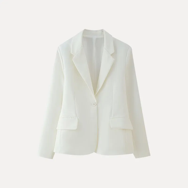 

Ele Pure Color Long Sve Suit Jaet Faionable Versatile Women's Spring 2025 Polyester Fabric Classic Collar