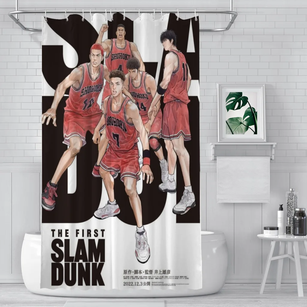 Modern 3D Printing Slam Dunk Shower Curtain Landscape Bath Curtain With Hooks for Bathroom waterproof scenery